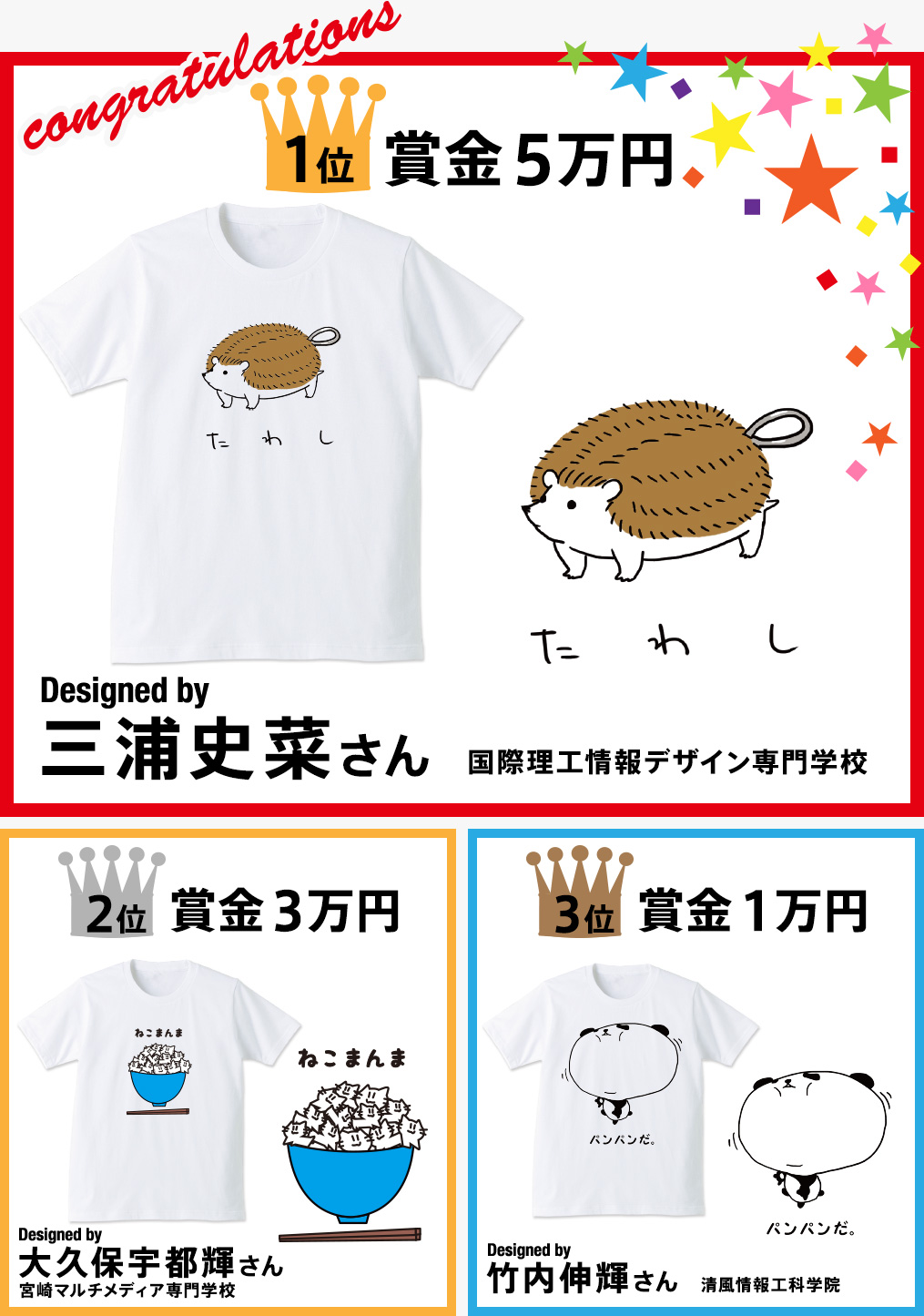 専門学生対象 Spring & Summer 2018 Tシャツデザインコンテスト 結果発表！