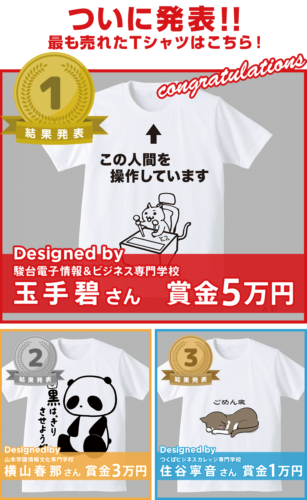 専門学生対象 Spring & Summer 2022 Tシャツデザインコンテスト 1位〜3位結果発表！