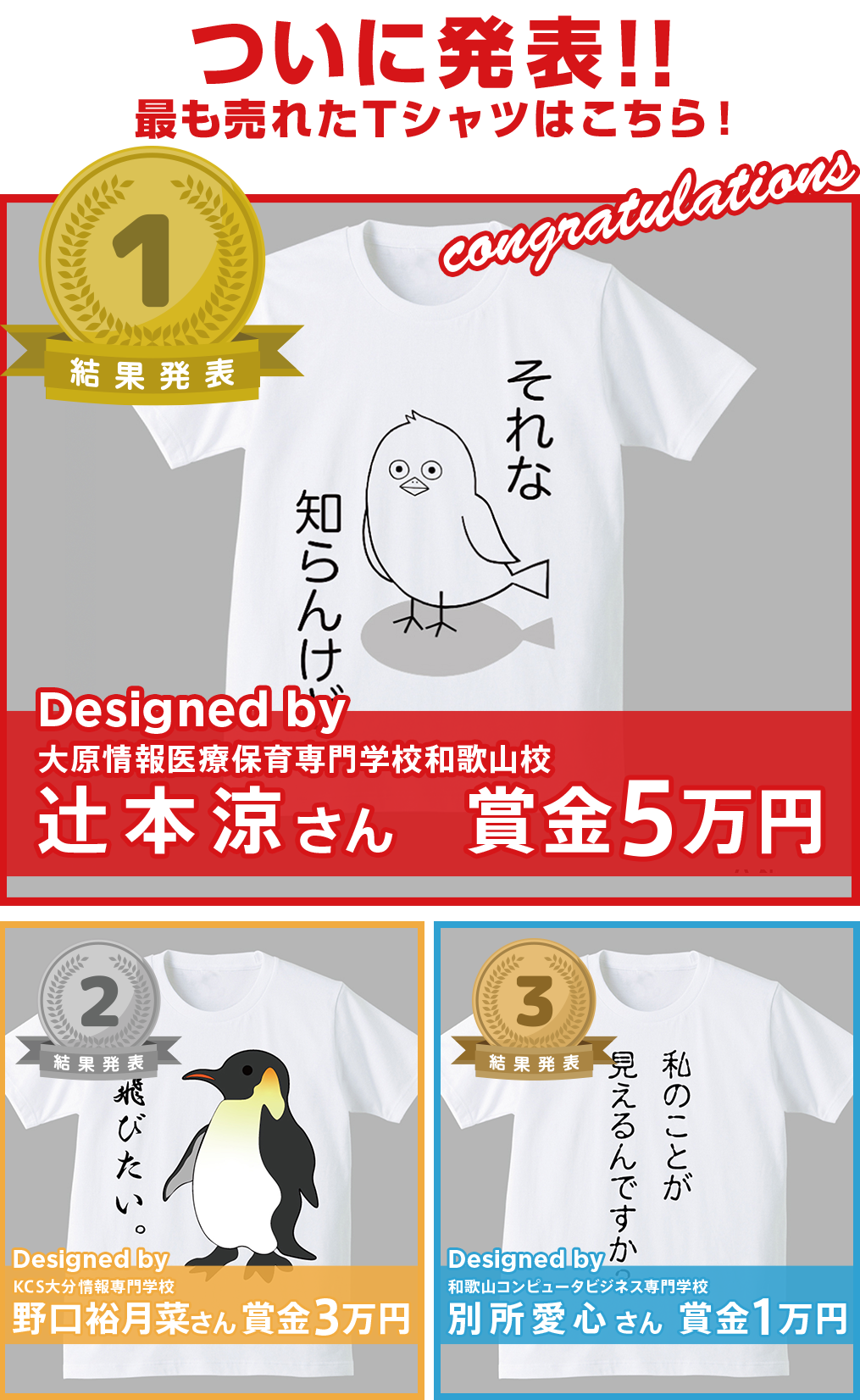 専門学生対象 Spring & Summer 2023 Tシャツデザインコンテスト 1位〜3位結果発表！